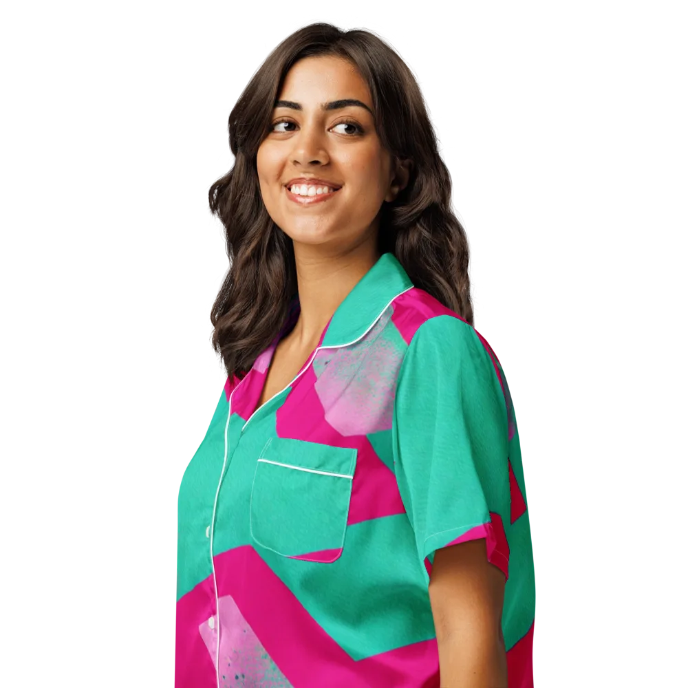 Vivid Velocity on Women's Short Sleeve Pajama Top — Left Front