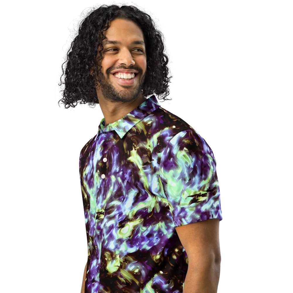 Aurora Molten on Men's Slim Fit Polo Shirt — Left Front