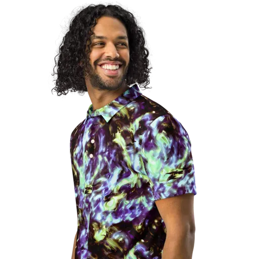 Aurora Molten on a Men's Slim Fit Polo Shirt