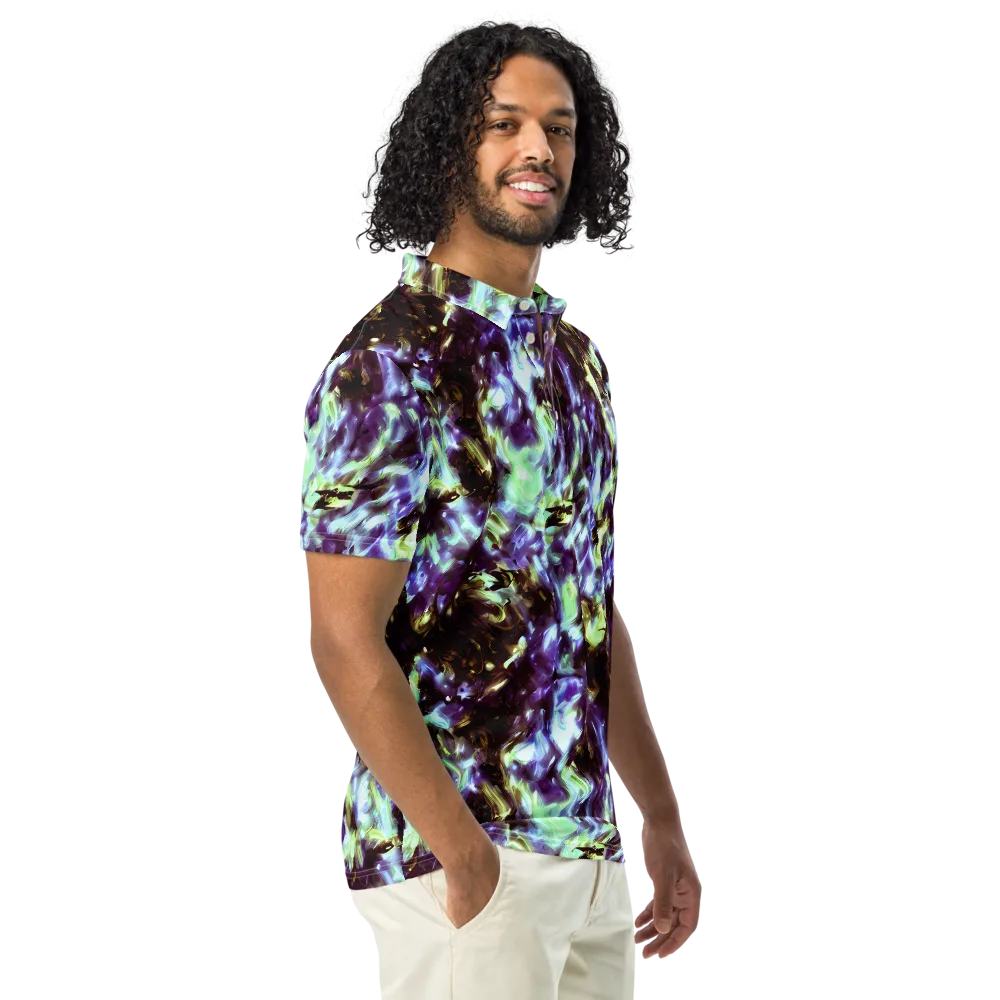 Aurora Molten on Men's Slim Fit Polo Shirt — Right Front