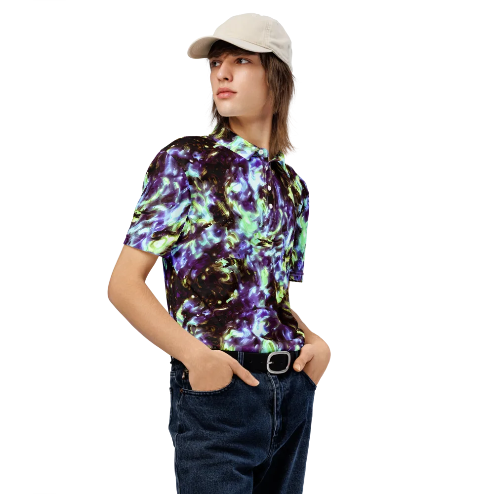 Aurora Molten on Men's Slim Fit Polo Shirt — Right Front