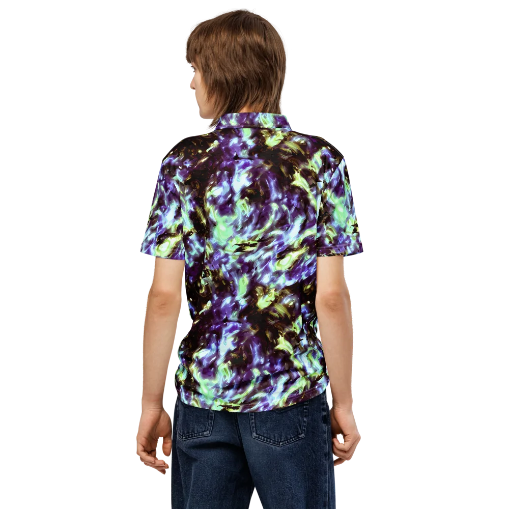 Aurora Molten on Men's Slim Fit Polo Shirt — Back