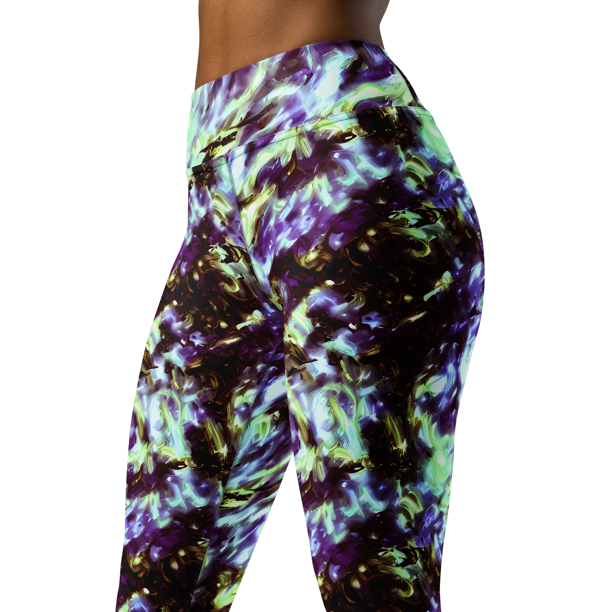 Aurora Molten on Yoga Leggings — Left Front