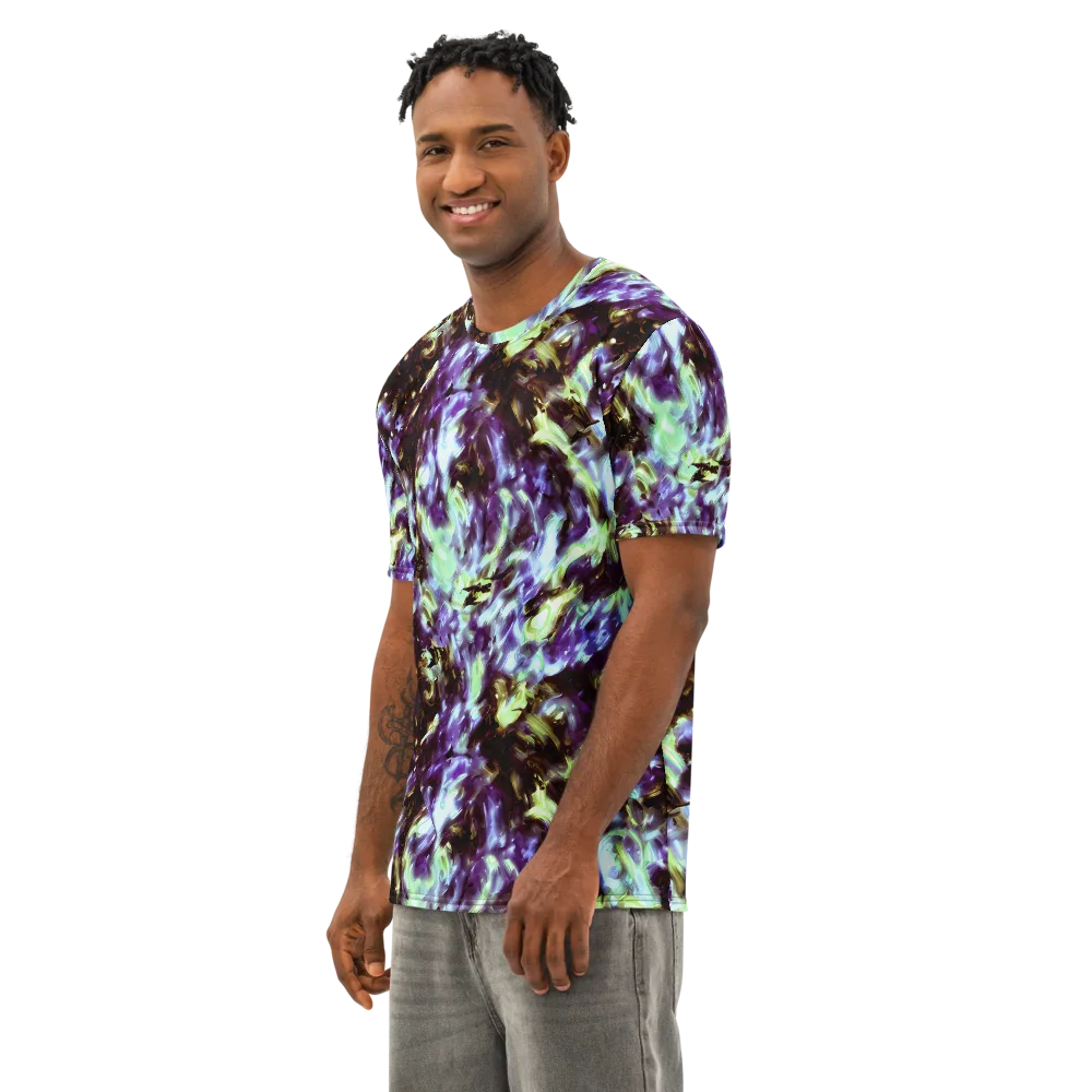 Aurora Molten on Men's Cotton Crew Neck T-Shirt — Left Front