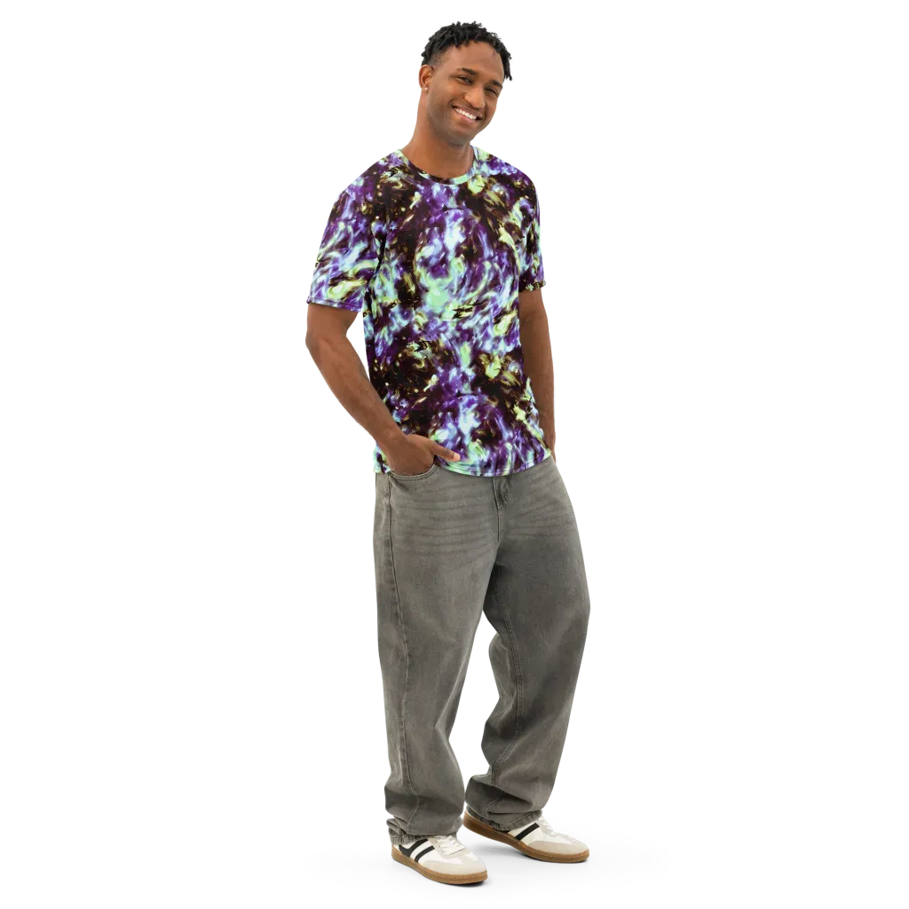 Aurora Molten on Men's Cotton Crew Neck T-Shirt — Right Front