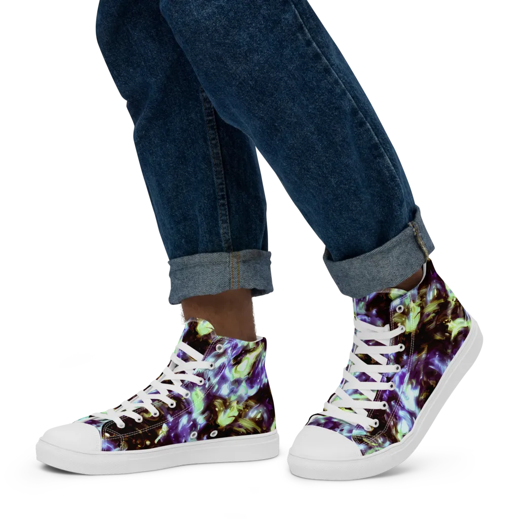 Aurora Molten on Men's High Top Canvas Shoes — Left