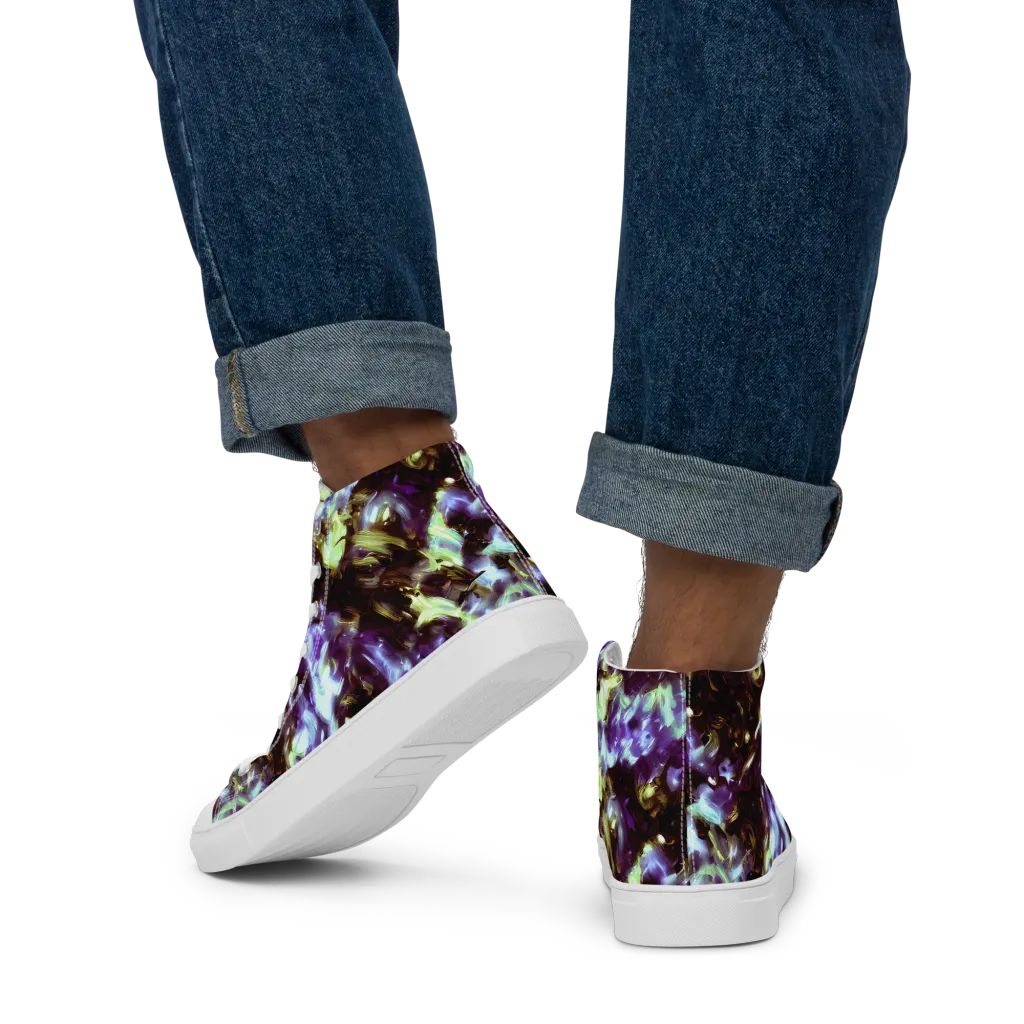 Aurora Molten on Men's High Top Canvas Shoes — Back