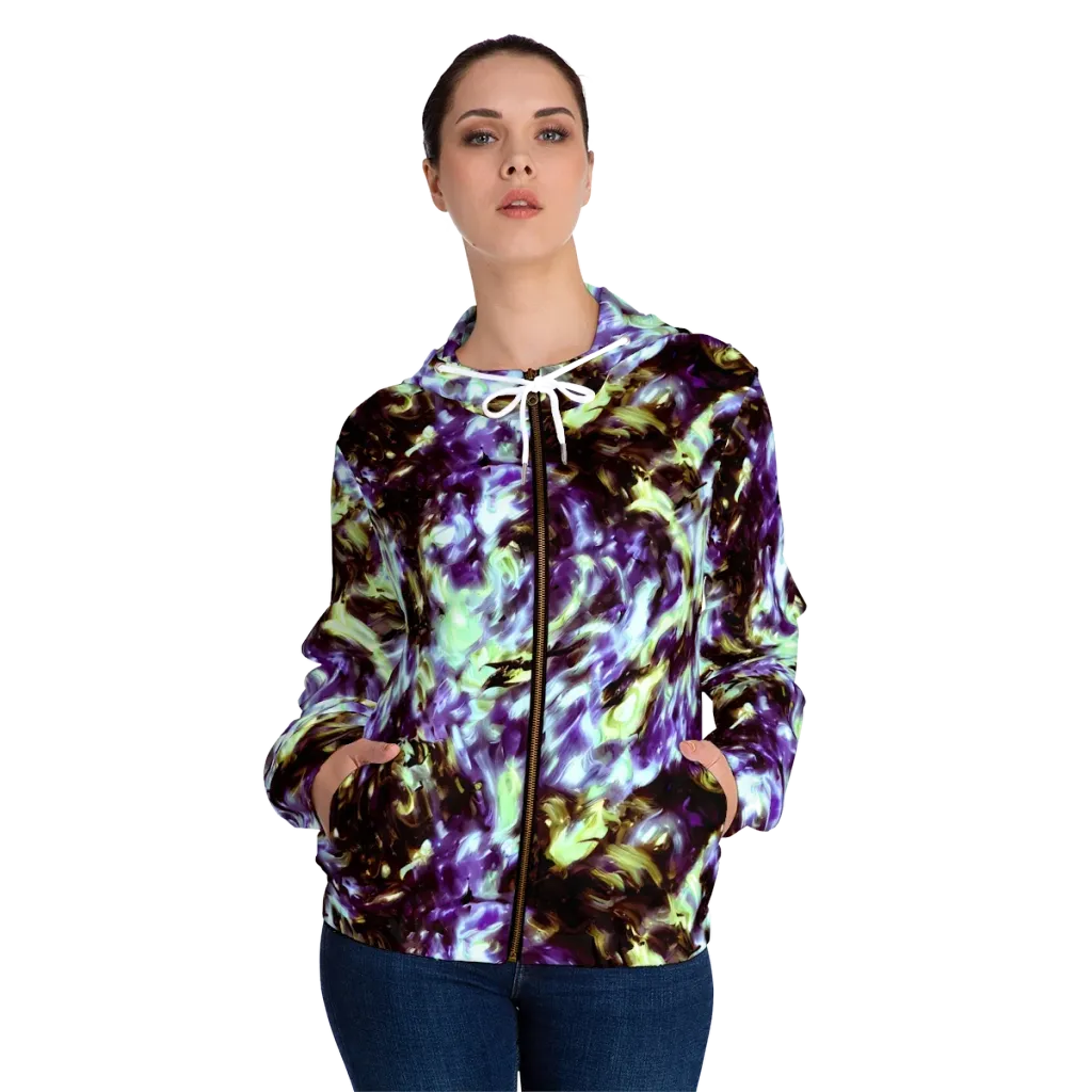 Aurora Molten on Women's Full-Zip Hoodie — Front On Person