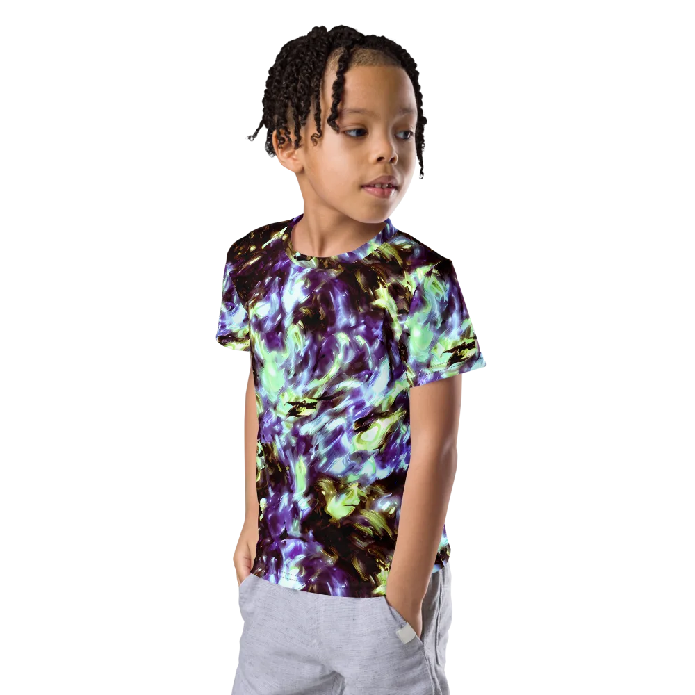 Aurora Molten on Kids Crew Neck T-Shirt — Left Front