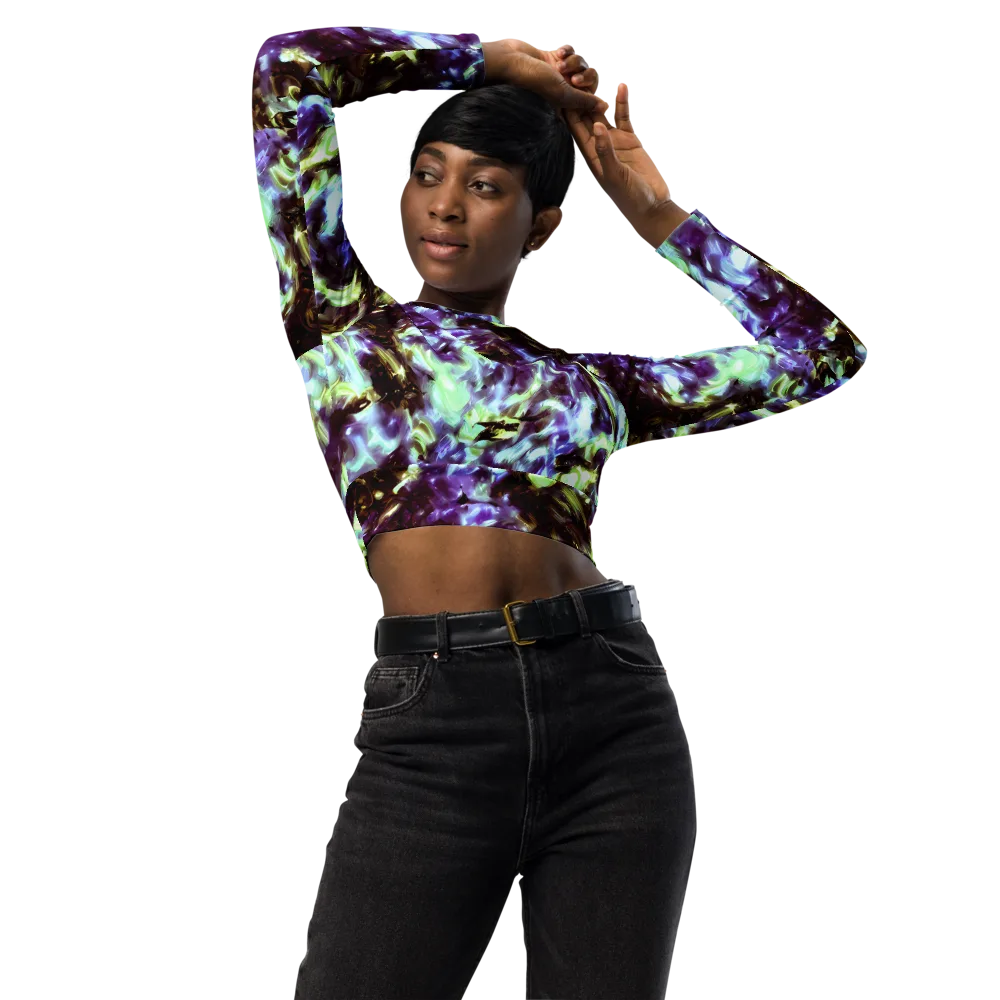 Aurora Molten on Long Sleeve Crop Top — Front