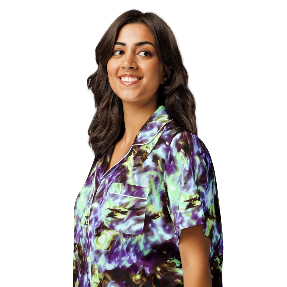 Aurora Molten on Women's Short Sleeve Pajama Top — Left Front