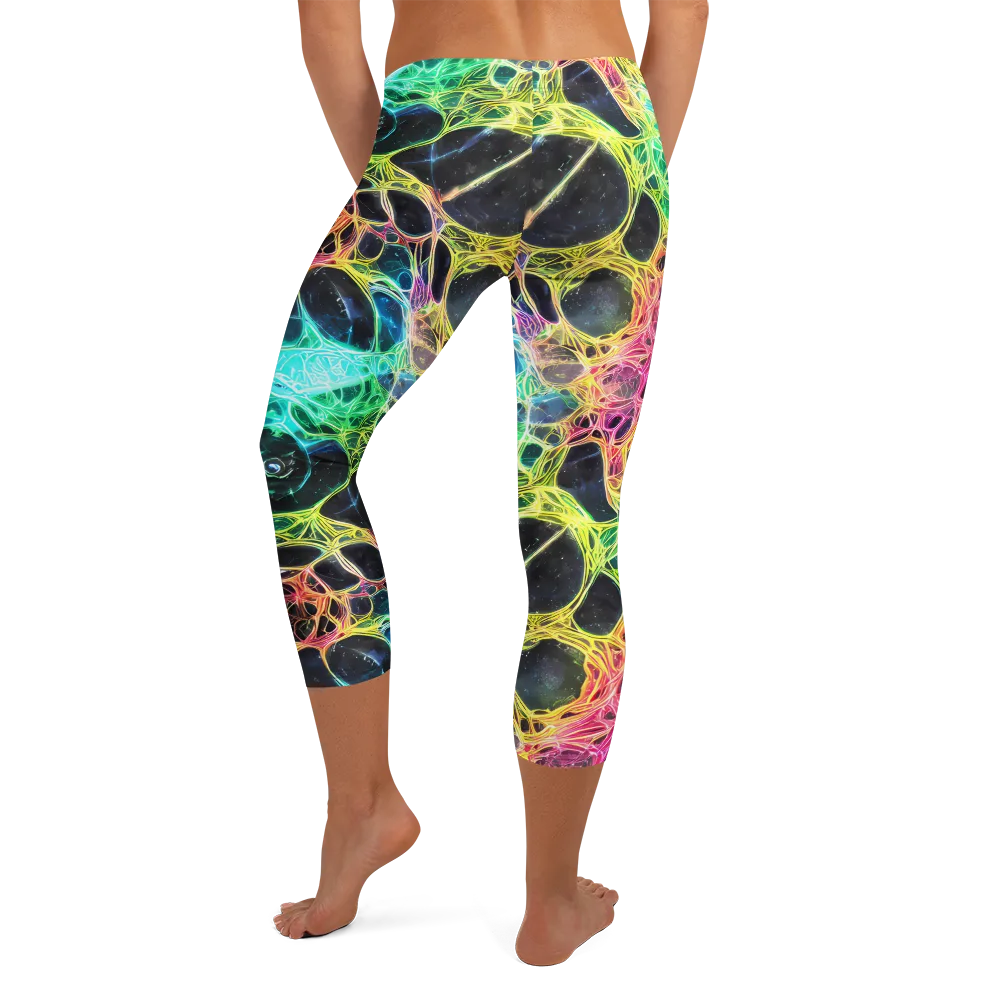 Neon Celestial Web on Capri Leggings — Back