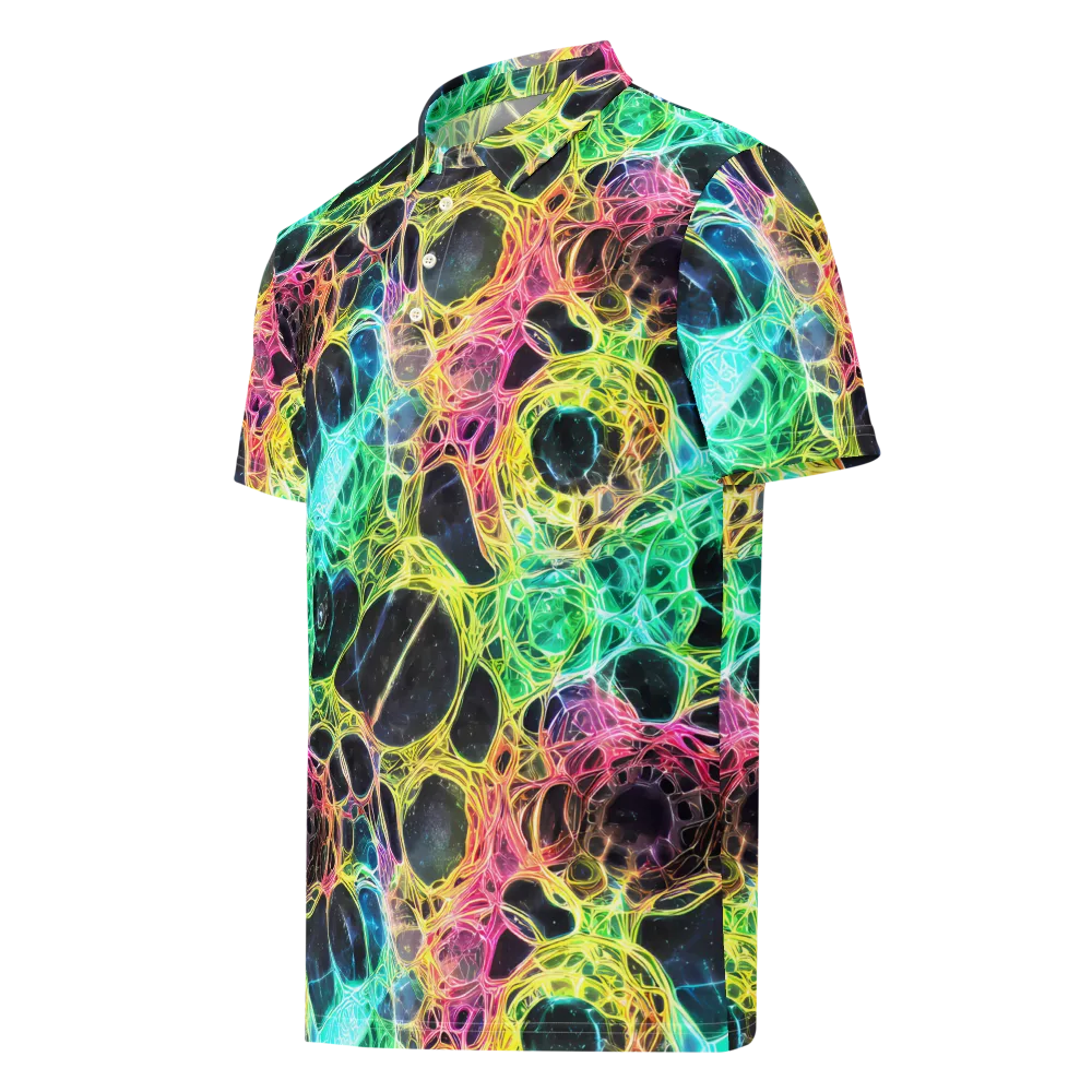 Neon Celestial Web on Men's Slim Fit Polo Shirt — Left Front