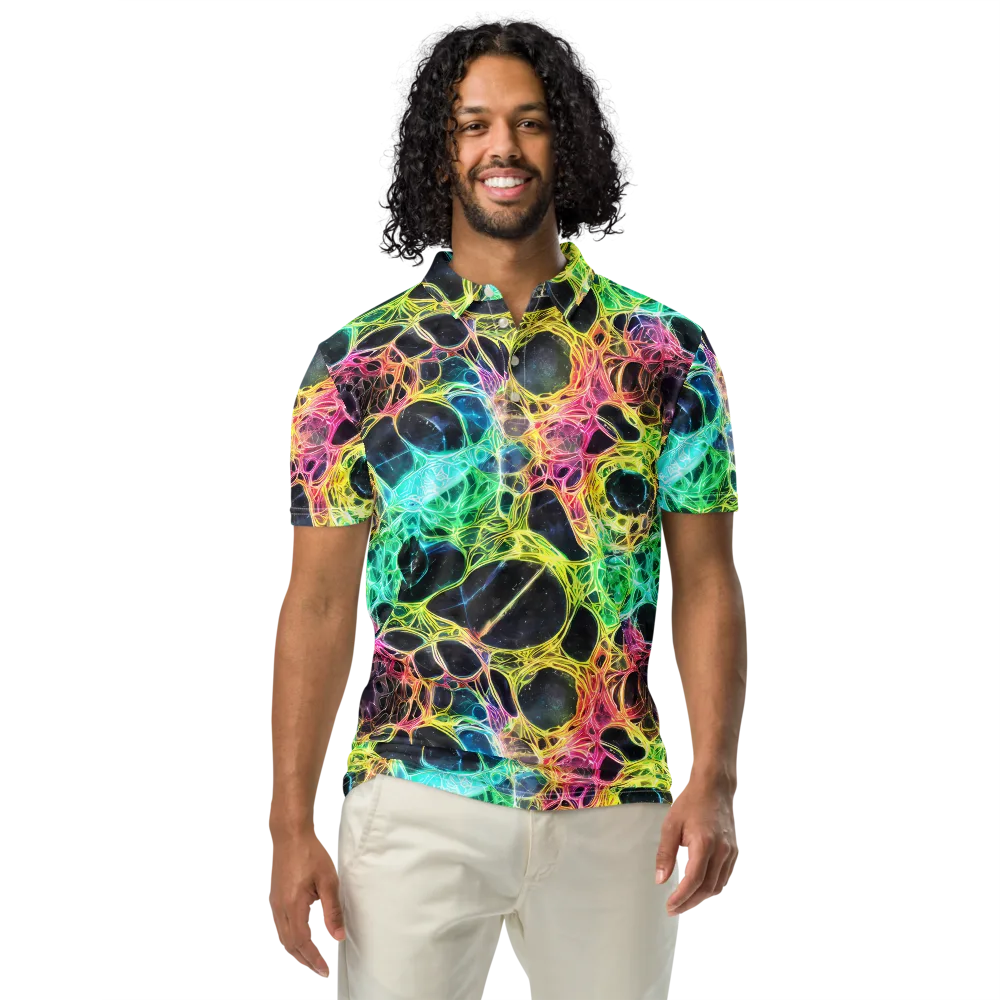 Neon Celestial Web on Men's Slim Fit Polo Shirt — Front