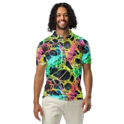 Neon Celestial Web on a Men's Slim Fit Polo Shirt