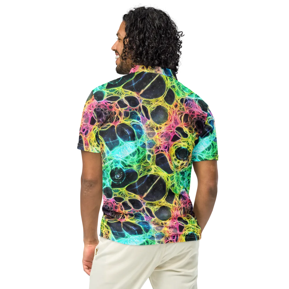 Neon Celestial Web on Men's Slim Fit Polo Shirt — Back