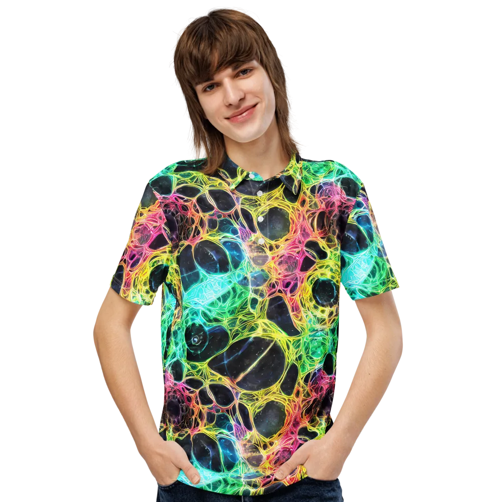 Neon Celestial Web on Men's Slim Fit Polo Shirt — Front