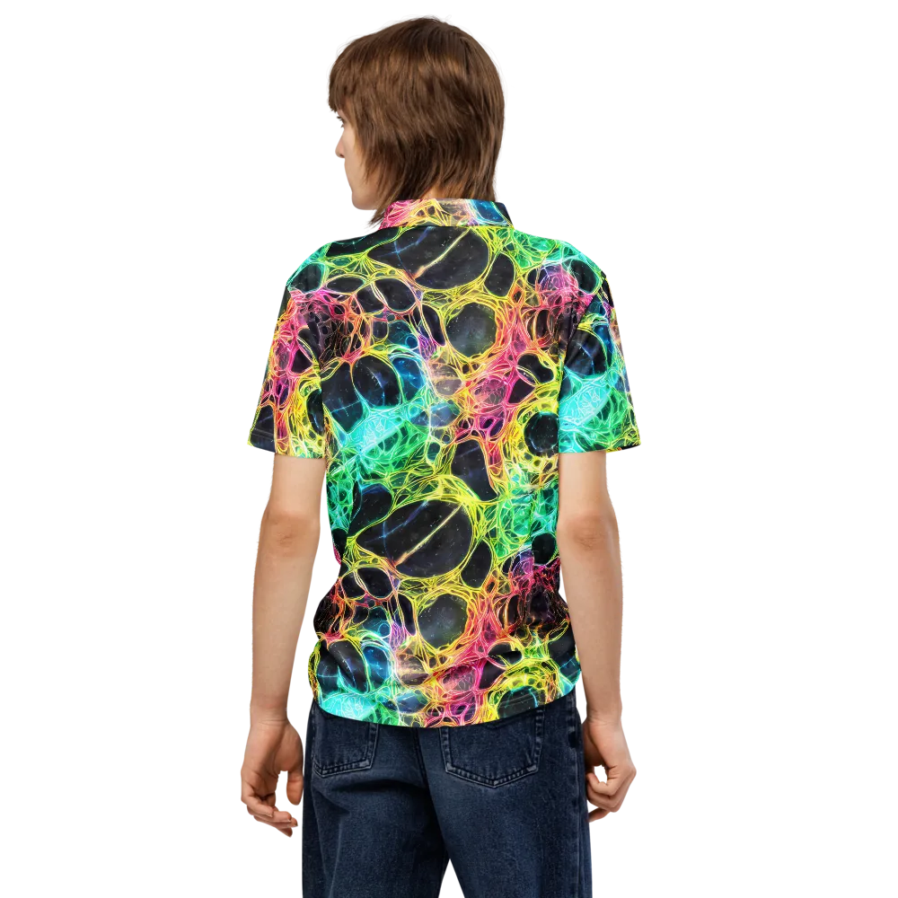 Neon Celestial Web on Men's Slim Fit Polo Shirt — Back