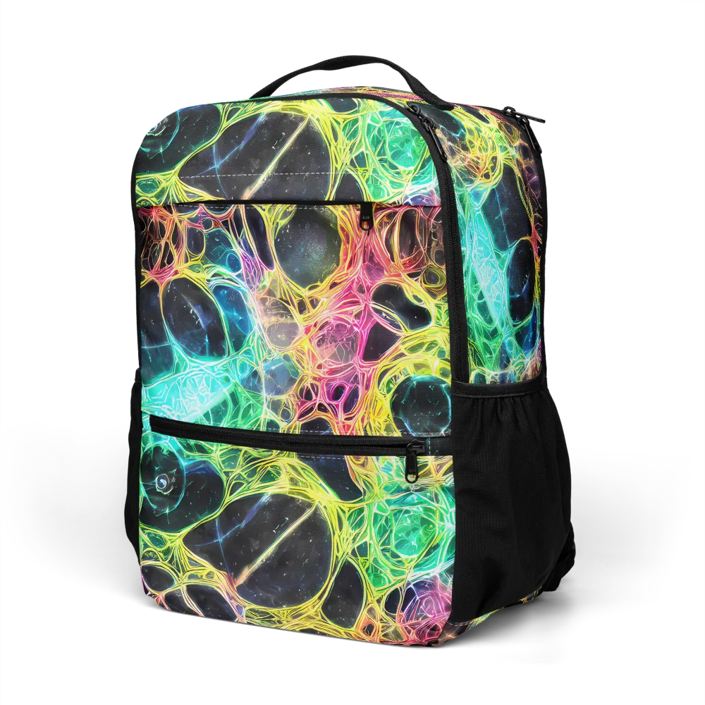 Neon Celestial Web on Utility Backpack — Left Front