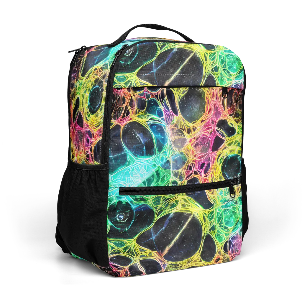 Neon Celestial Web on Utility Backpack — Right Front