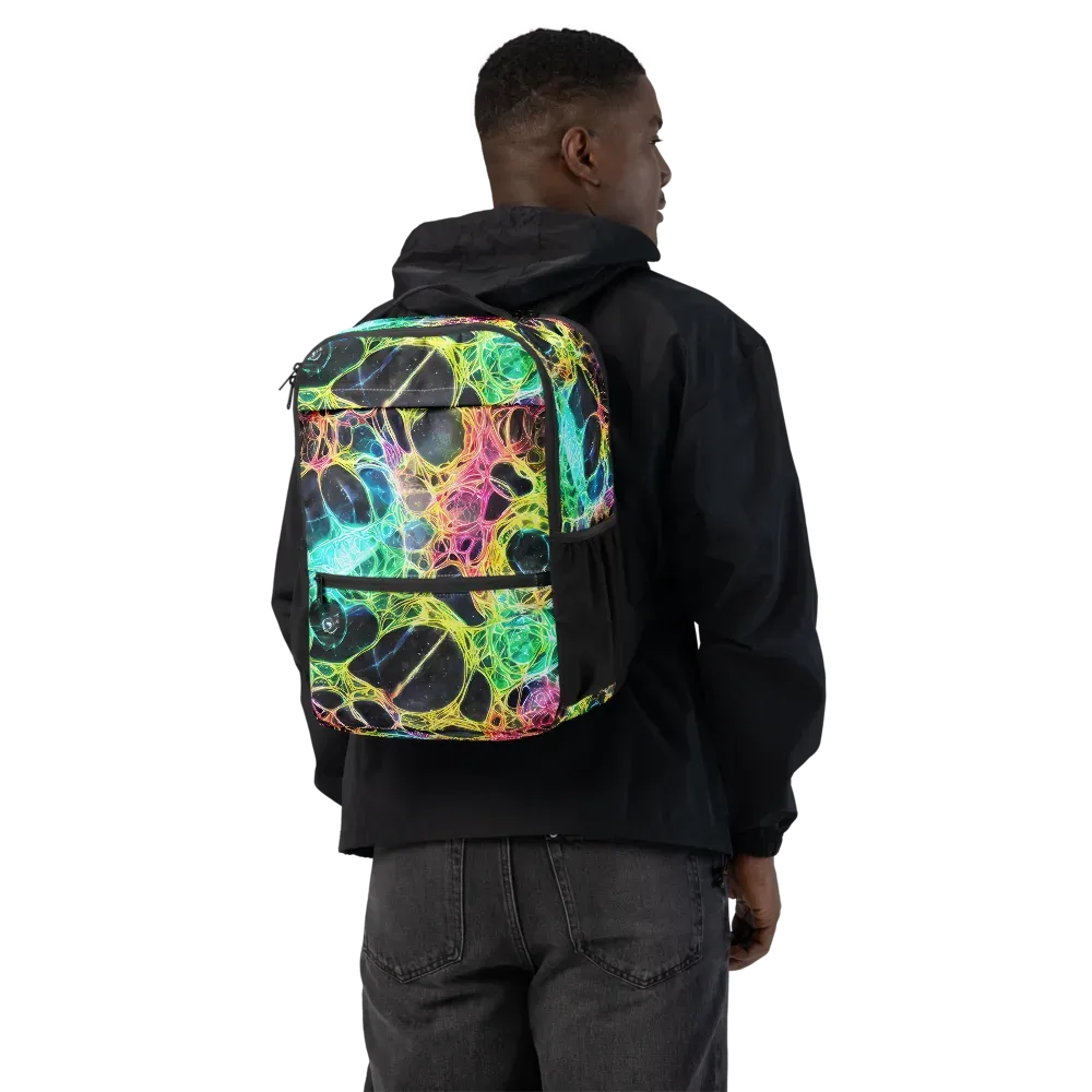 Neon Celestial Web on Utility Backpack — Back