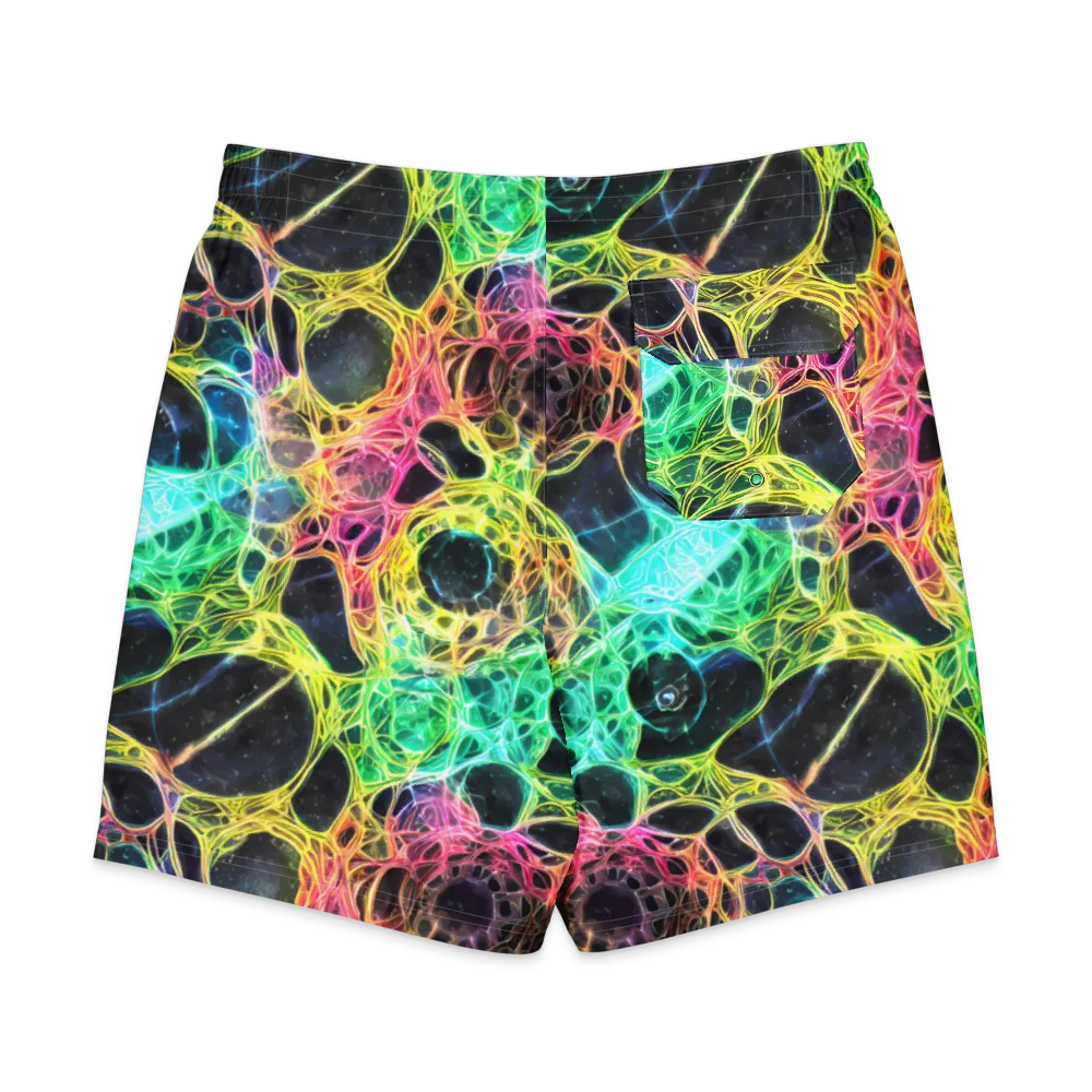 Neon Celestial Web on Men's Board Shorts — Back