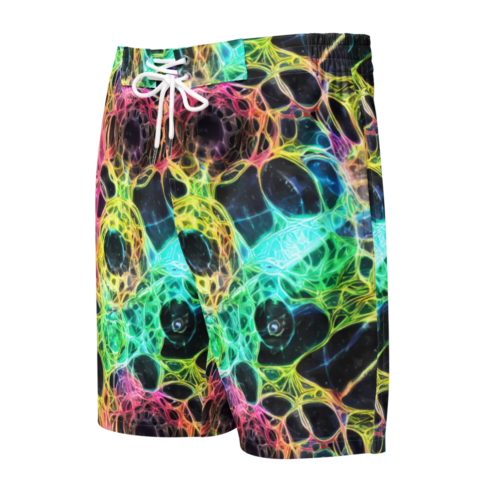 Neon Celestial Web on Men's Board Shorts — Front