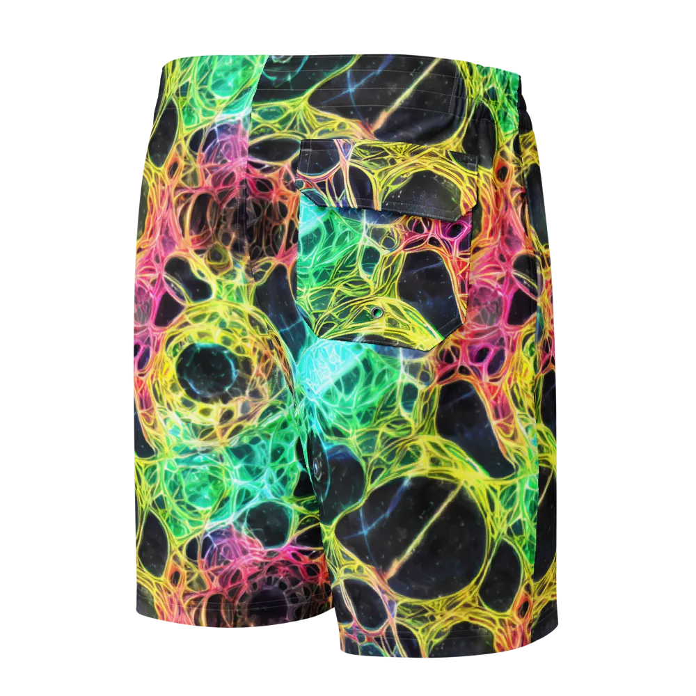 Neon Celestial Web on Men's Board Shorts — Back