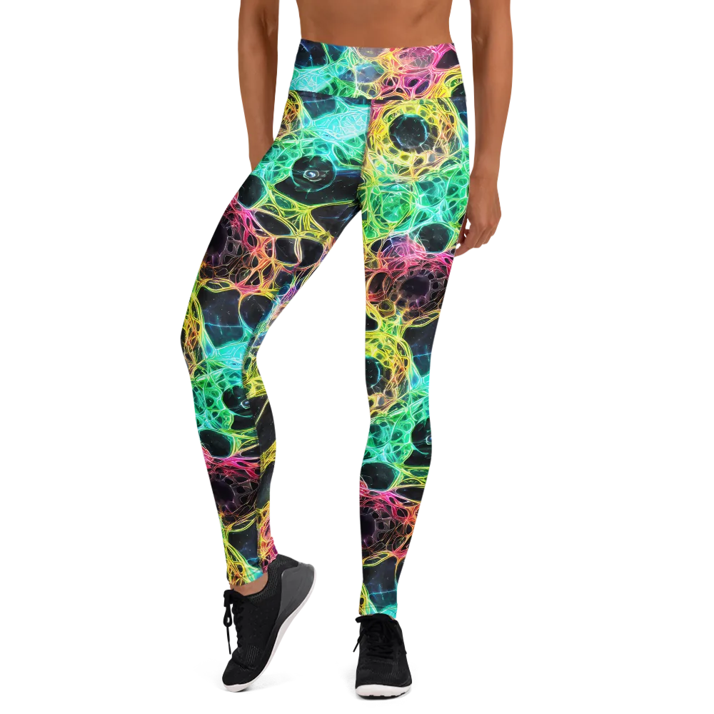 Neon Celestial Web on Yoga Leggings — Front