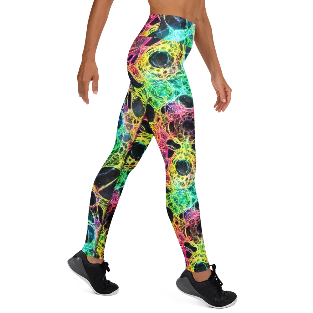 Neon Celestial Web on Yoga Leggings — Right