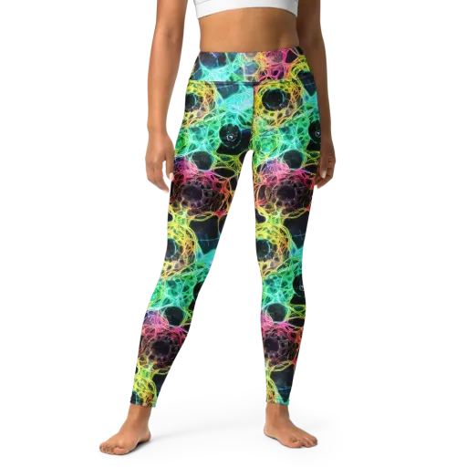 Neon Celestial Web on a Yoga Leggings
