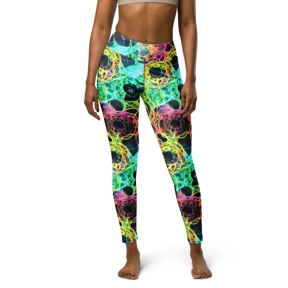 Neon Celestial Web on Yoga Leggings — Front