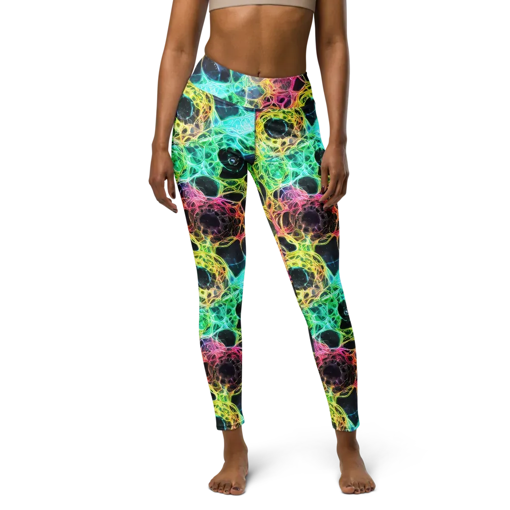 Neon Celestial Web on Yoga Leggings — Front