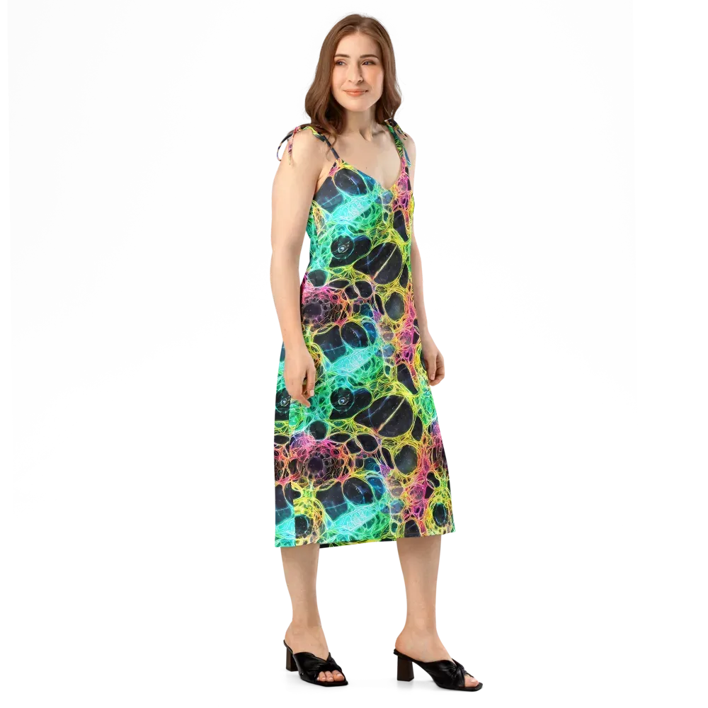 Neon Celestial Web on Slip Dress — Right Front