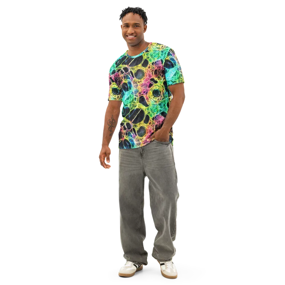 Neon Celestial Web on Men's Cotton Crew Neck T-Shirt — Front