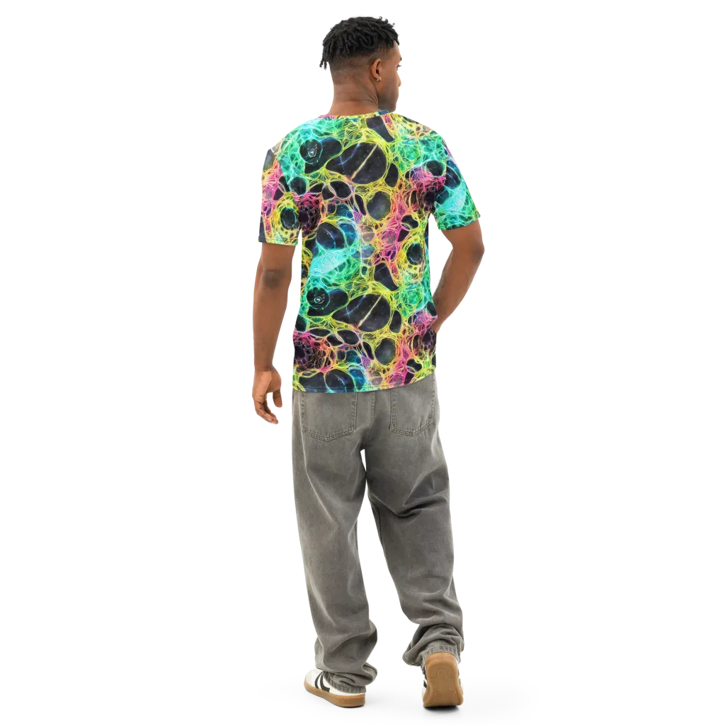 Neon Celestial Web on Men's Cotton Crew Neck T-Shirt — Back