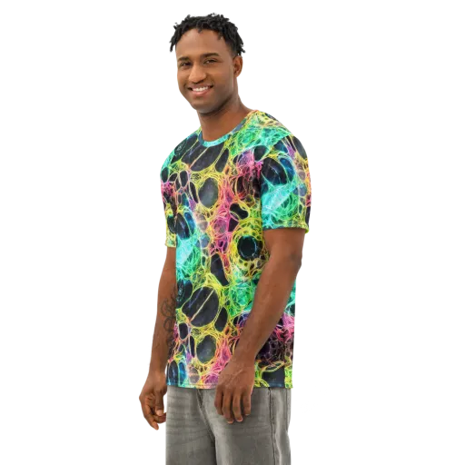Neon Celestial Web on a Men's Cotton Crew Neck T-Shirt