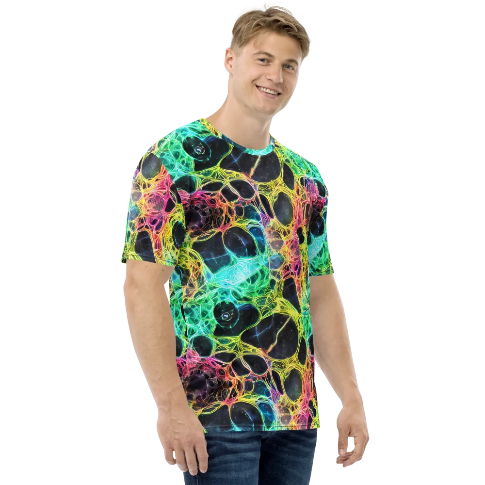 Neon Celestial Web on Men's Crew Neck T-Shirt — Right