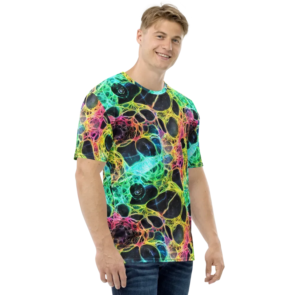 Neon Celestial Web on Men's Crew Neck T-Shirt — Right