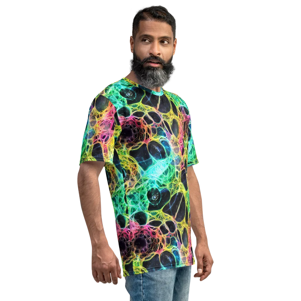 Neon Celestial Web on Men's Crew Neck T-Shirt — Right