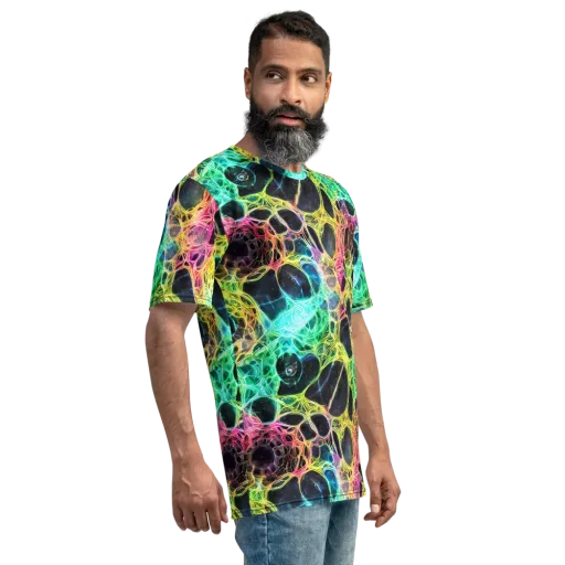 Neon Celestial Web on a Men's Crew Neck T-Shirt