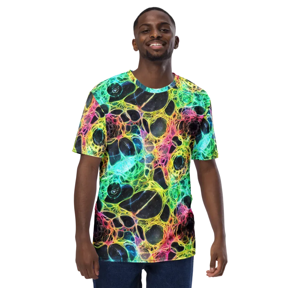 Neon Celestial Web on Men's Crew Neck T-Shirt — Front
