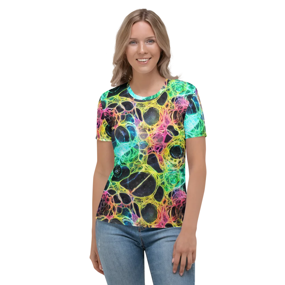 Neon Celestial Web on Women's Crew Neck T-Shirt — Front