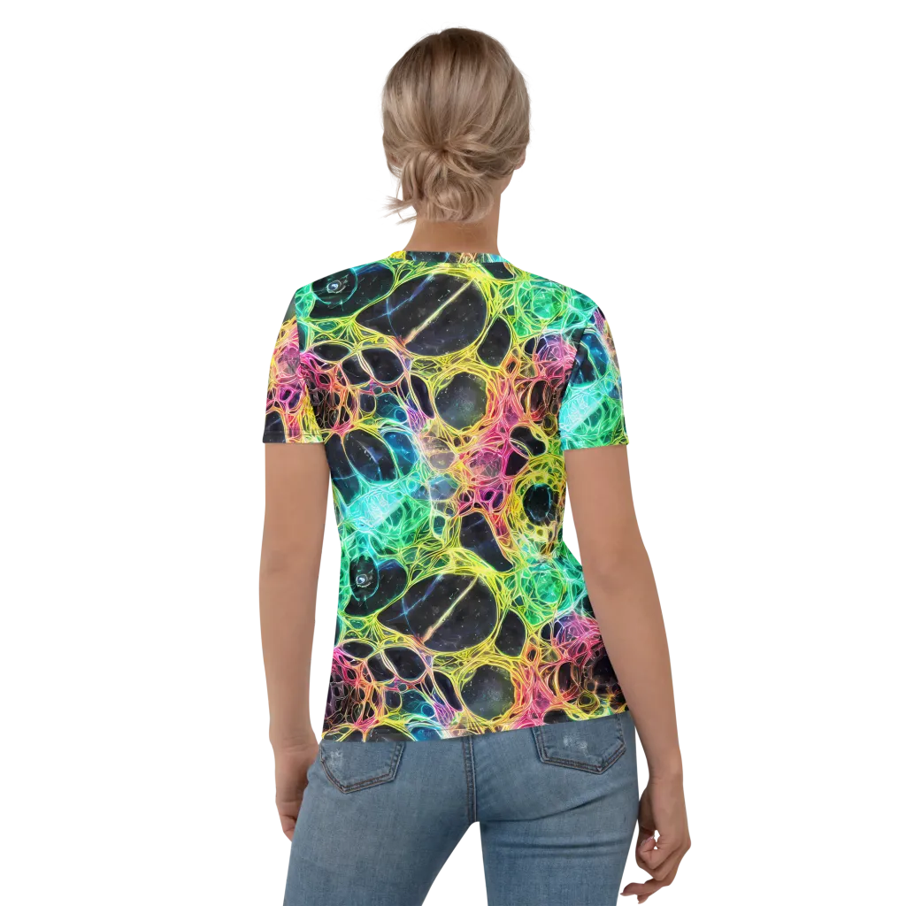 Neon Celestial Web on Women's Crew Neck T-Shirt — Back