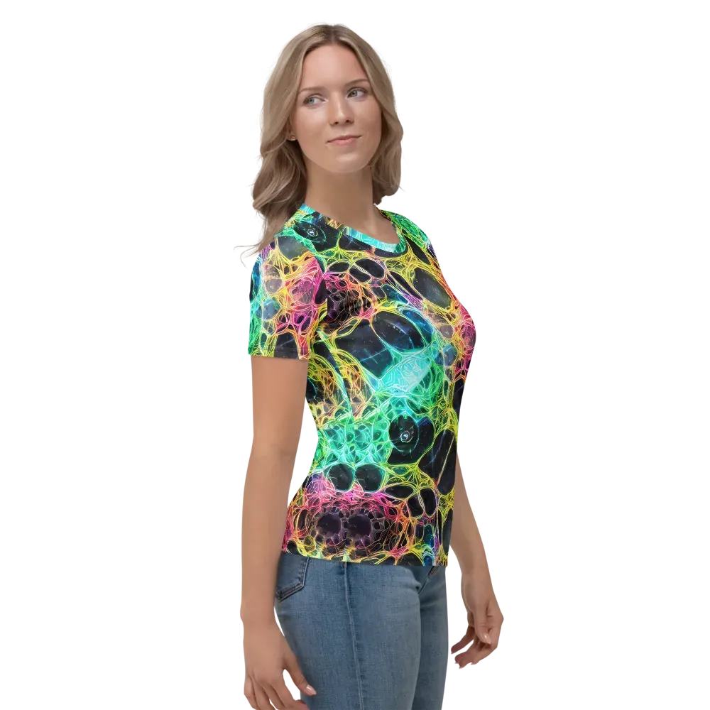 Neon Celestial Web on Women's Crew Neck T-Shirt — Right