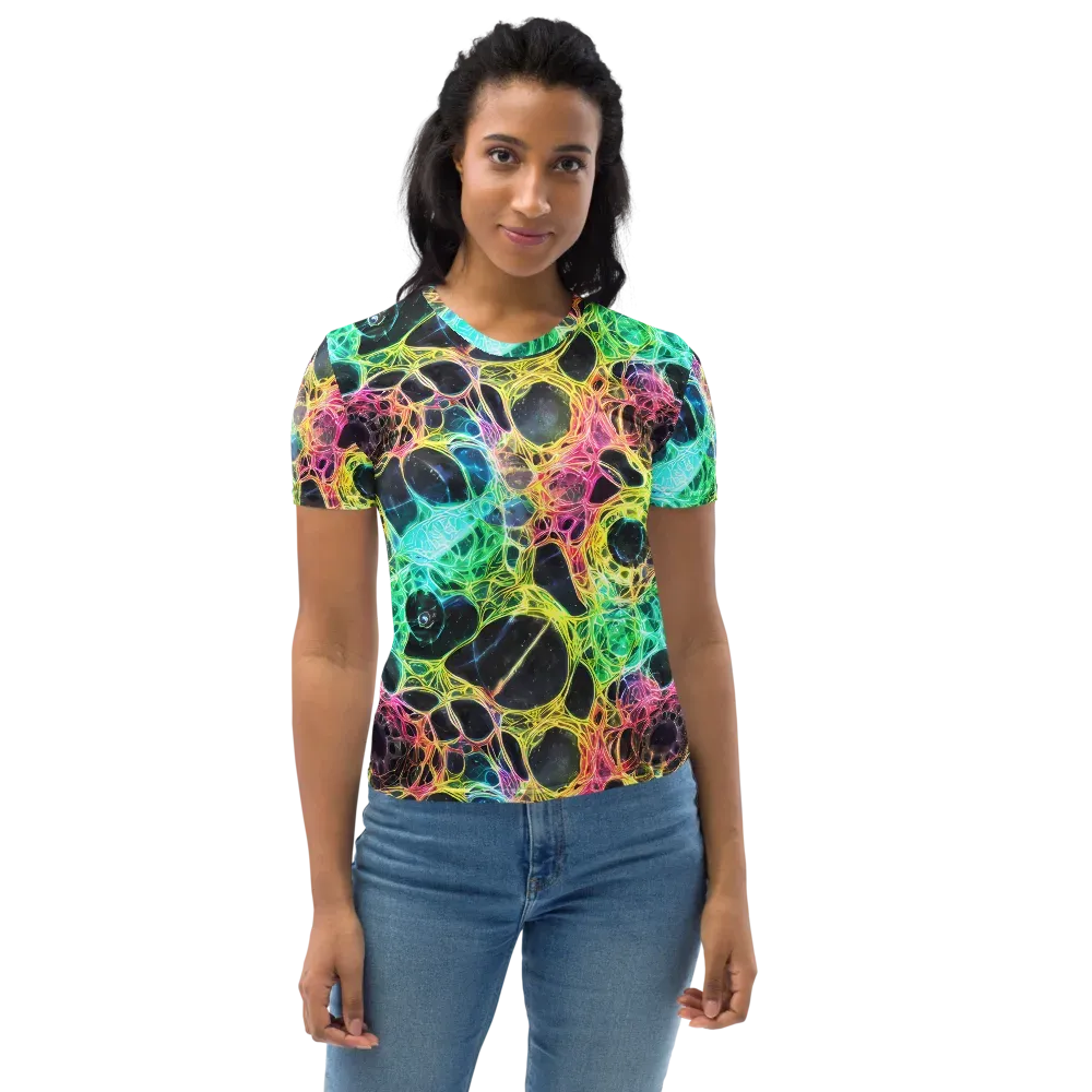 Neon Celestial Web on Women's Crew Neck T-Shirt — Front