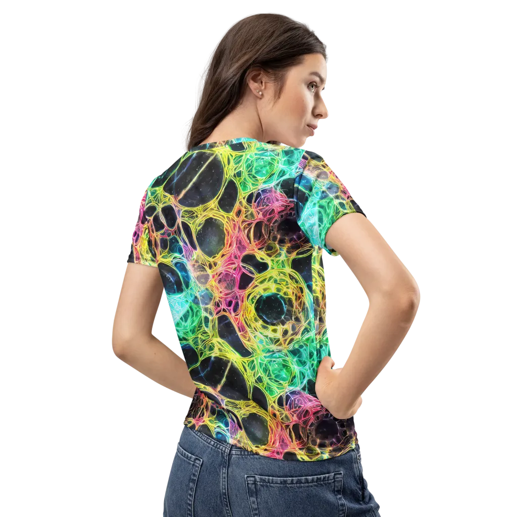Neon Celestial Web on Women's Crew Neck T-Shirt — Back