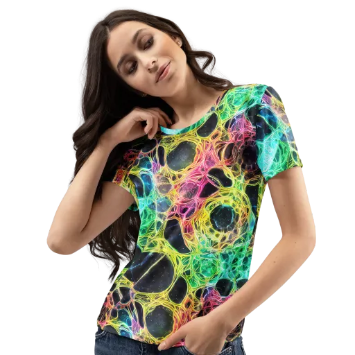 Neon Celestial Web on a Women's Crew Neck T-Shirt