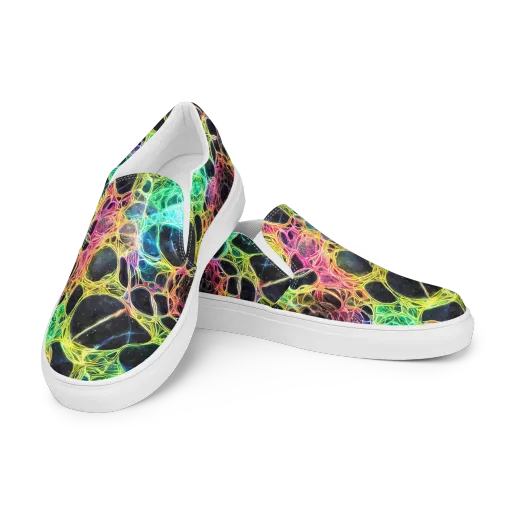 Neon Celestial Web on a Men's Slip-On Canvas Shoes