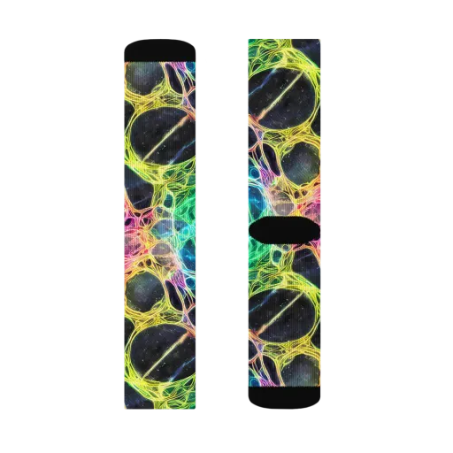 Neon Celestial Web on a Socks